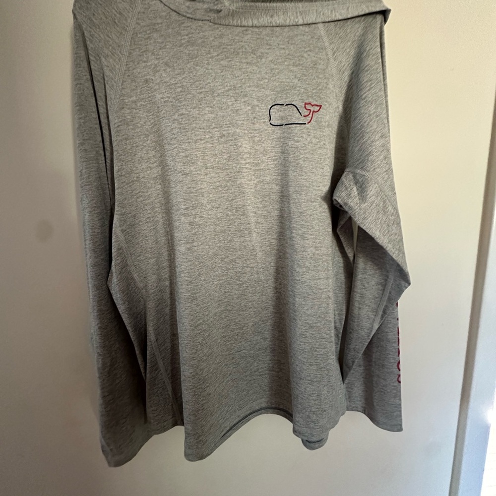 Vineyard Vines Gray Long Sleeve Performance Hoodie with Embroidered Logo